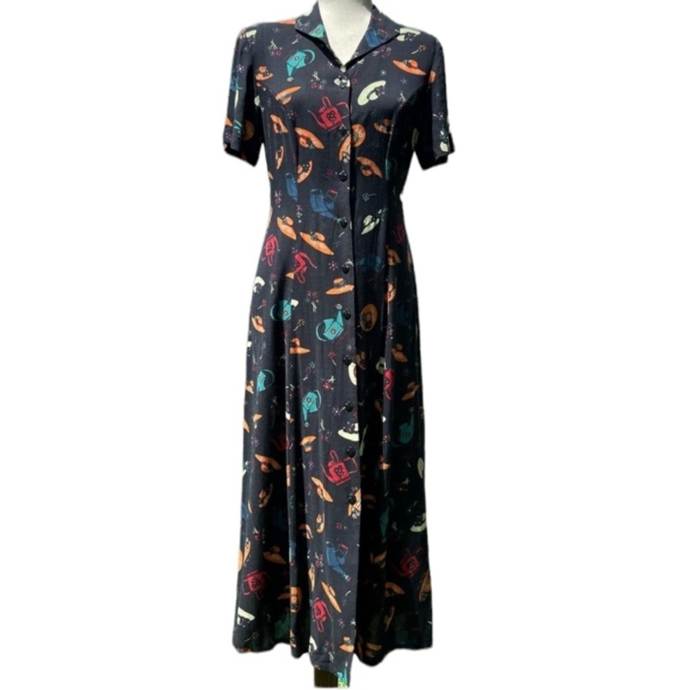 Vintage Sag Harbor Print Short Sleeve Dress